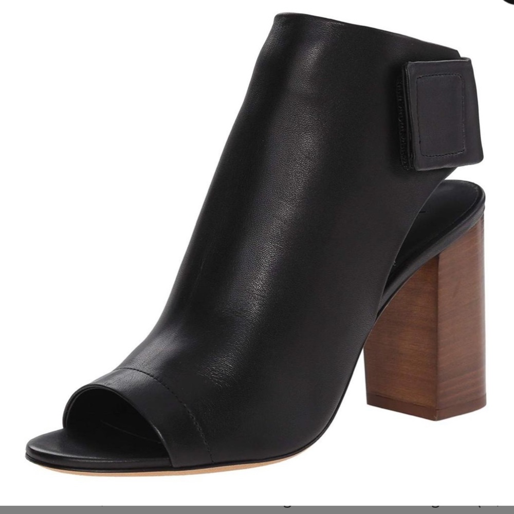 Vince Black Leather Faye Open Toe Booties size 6